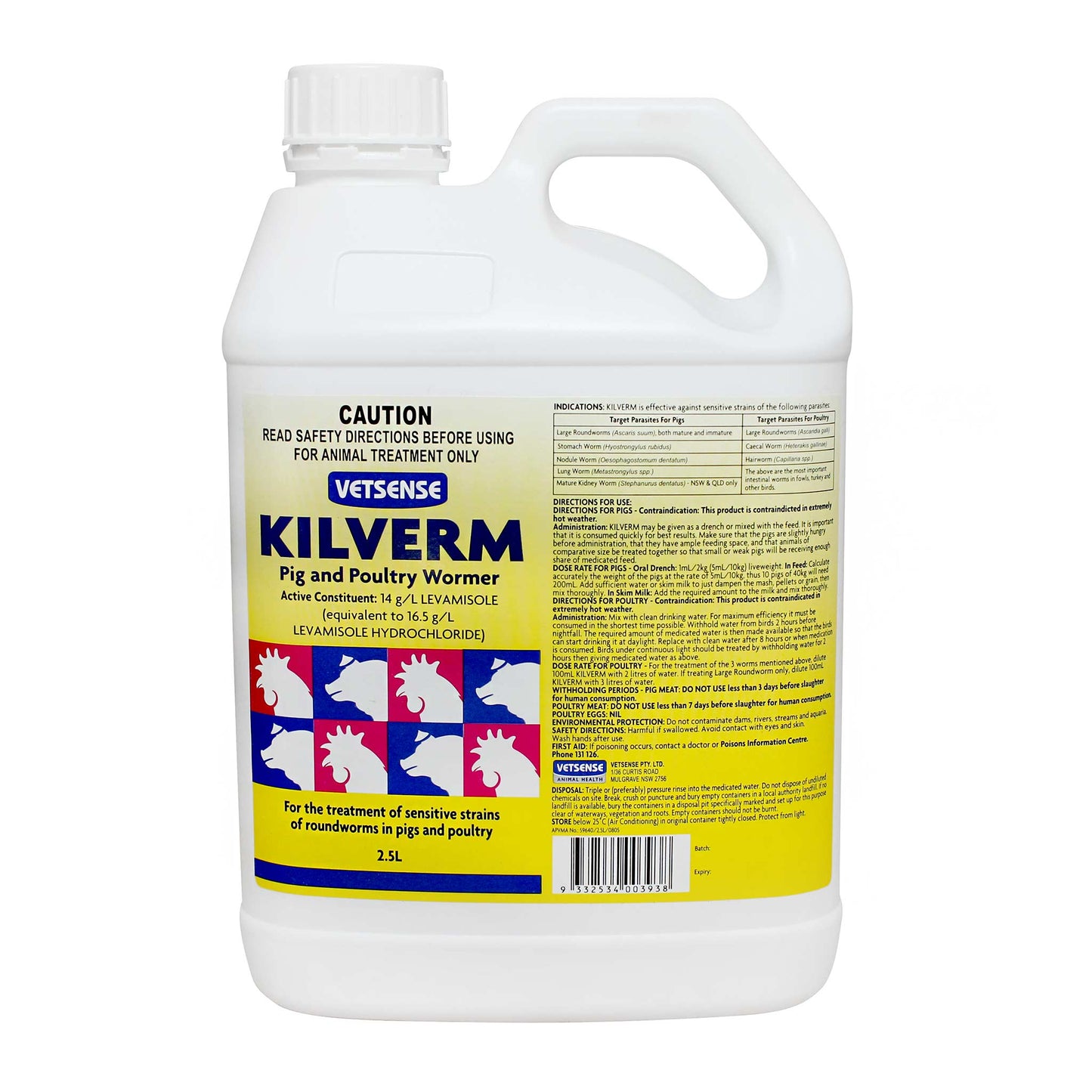 Vetsense Kilverm Pig & Poultry Wormer 2.5 Lt