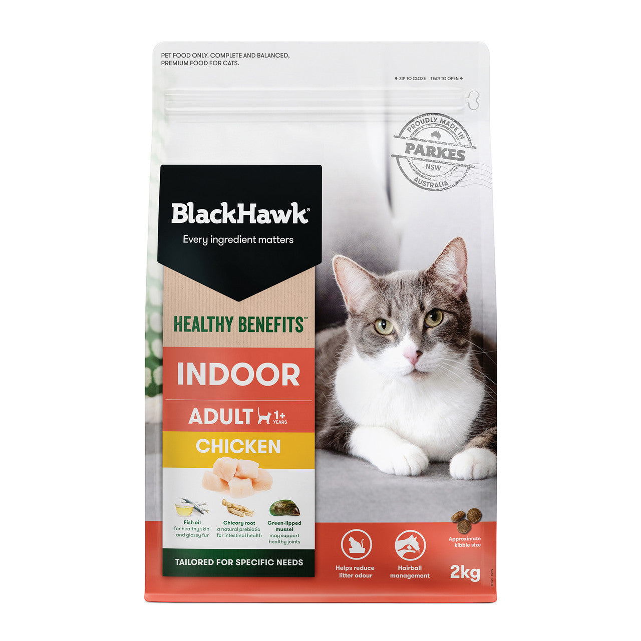 Black Hawk Healthy Benefits Indoor Chicken Adult Cat Food 2kg