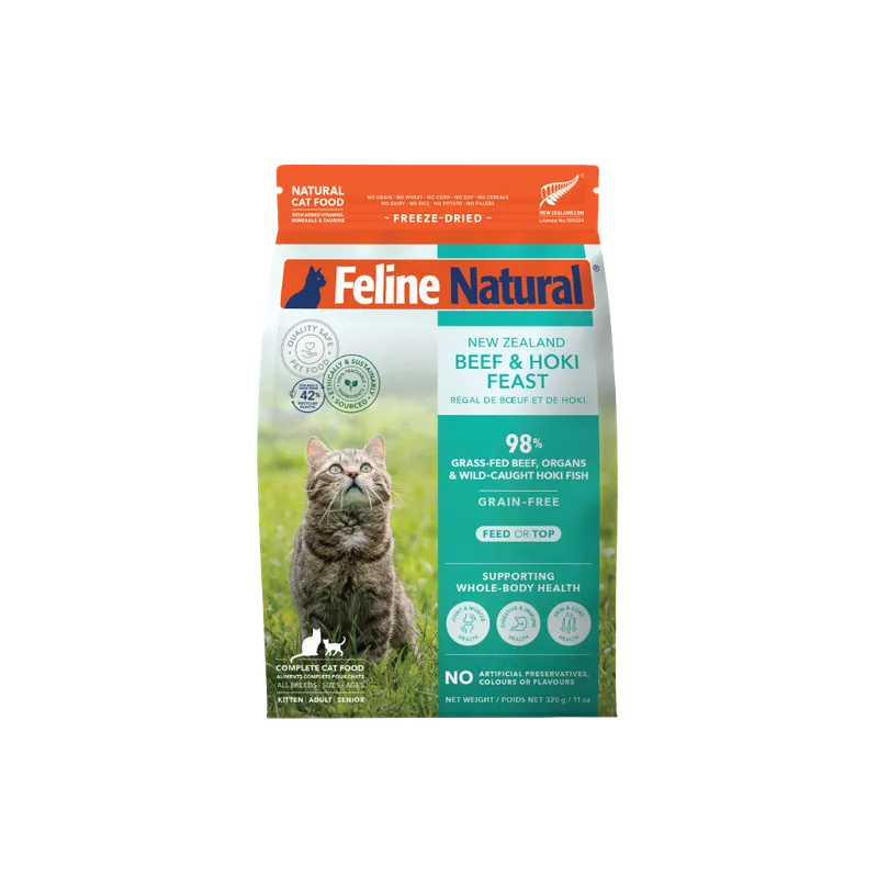 Feline Natural Beef & Hoki Freeze-Dried Cat Food 320g