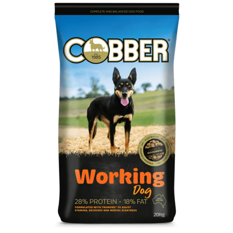 Cobber Working Dog 20kg dry dog food bag for active working dogs