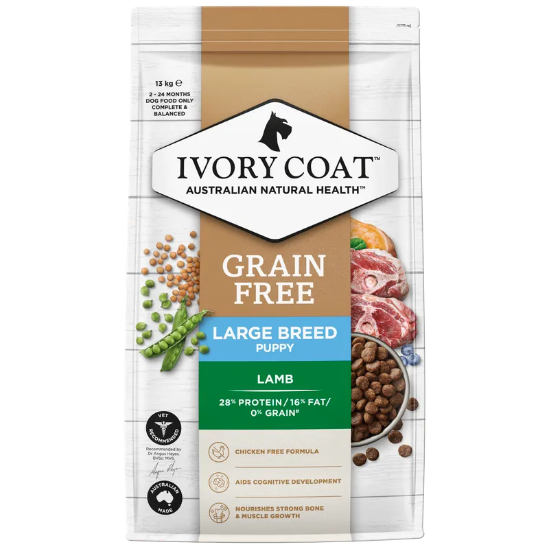 Ivory Coat Grain Free Large Breed Puppy Lamb Dog Food 13kg premium Australian dry puppy food for large breed puppies