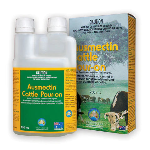 IAH Ausmectin Cattle Pour-On 250mL for cattle Australia