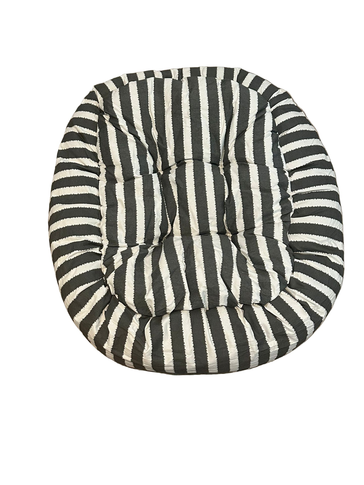 Mog And Bone Reversible Dog Bed - Charcoal Hamptons Stripe Print Medium