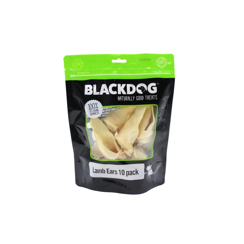 Blackdog naturally good treats packaging for lamb ears on a white background