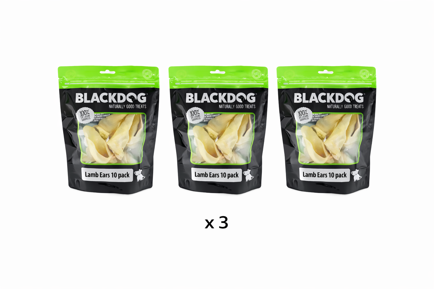 Shop Blackdog Lamb Ears Value Pack containing 30 natural lamb ear dog chews. Ideal for enrichment, reward routines and multi-dog households. Fast Australia-wide shipping.