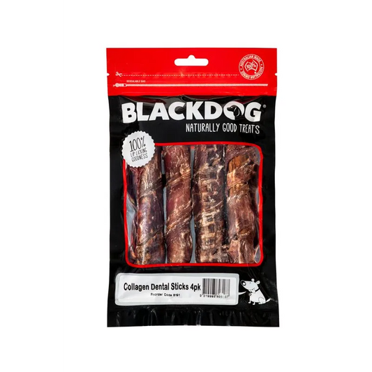 Blackdog Collagen Dental Sticks 4 Pack natural beef collagen dog chews for long lasting supervised enrichment in Australia