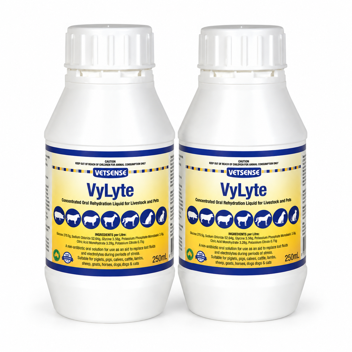 Vetsense Vylyte 250mL 2 Pack oral rehydration liquid for animals