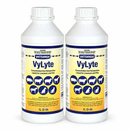 Vetsense Vylyte 1L 2 Pack oral rehydration liquid for livestock