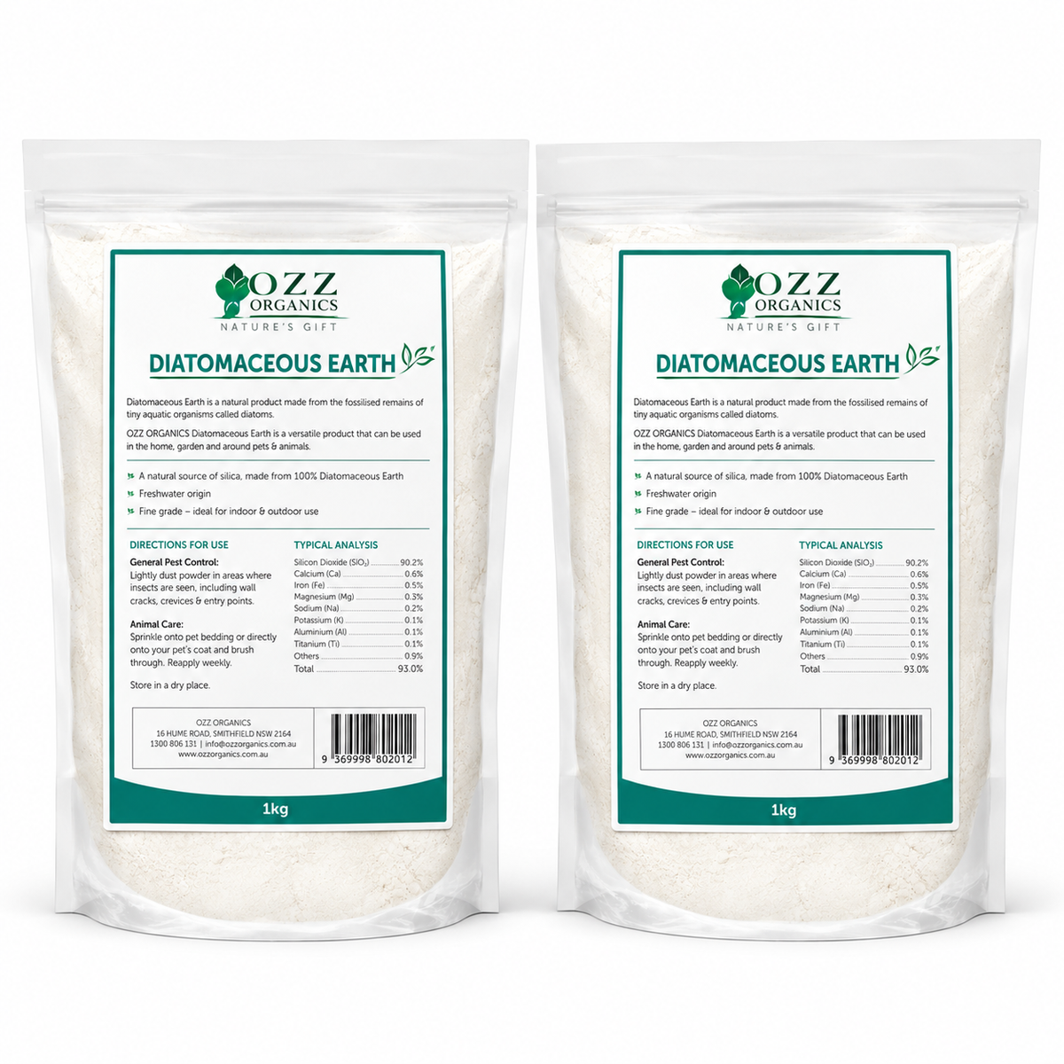 Ozz Organics Diatomaceous Earth 1kg 2 Pack poultry and coop care