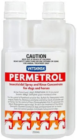 Vetsense Permetrol Insecticidal Spray & Rinse Concentrate for Dogs & Horses  250 ml