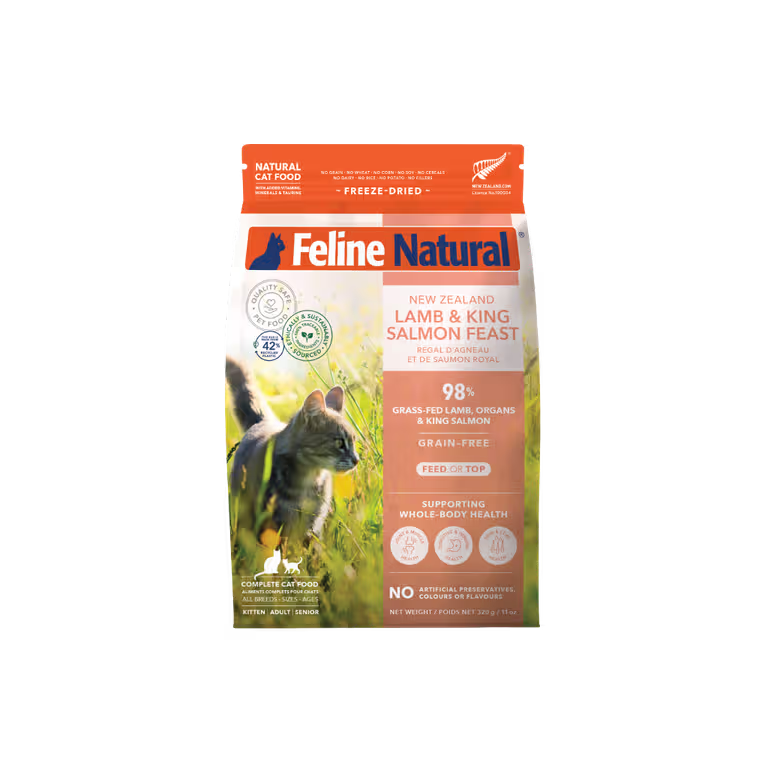 Feline Natural Lamb and King Salmon Freeze-Dried Cat Food 320g premium New Zealand cat food