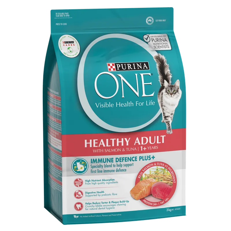 PURINA ONE CAT ADULT DRY HEALTHY SALMON & TUNA 3KG