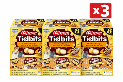 3 x Inaba Churu Tidbits Chicken Cat Treats 96g