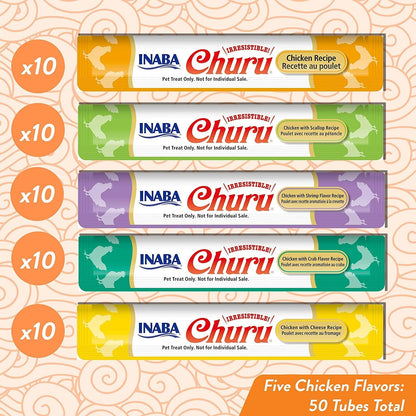 INABA CHURU PUREE Chicken Varieties (CAT TREAT) 50x14g BOX