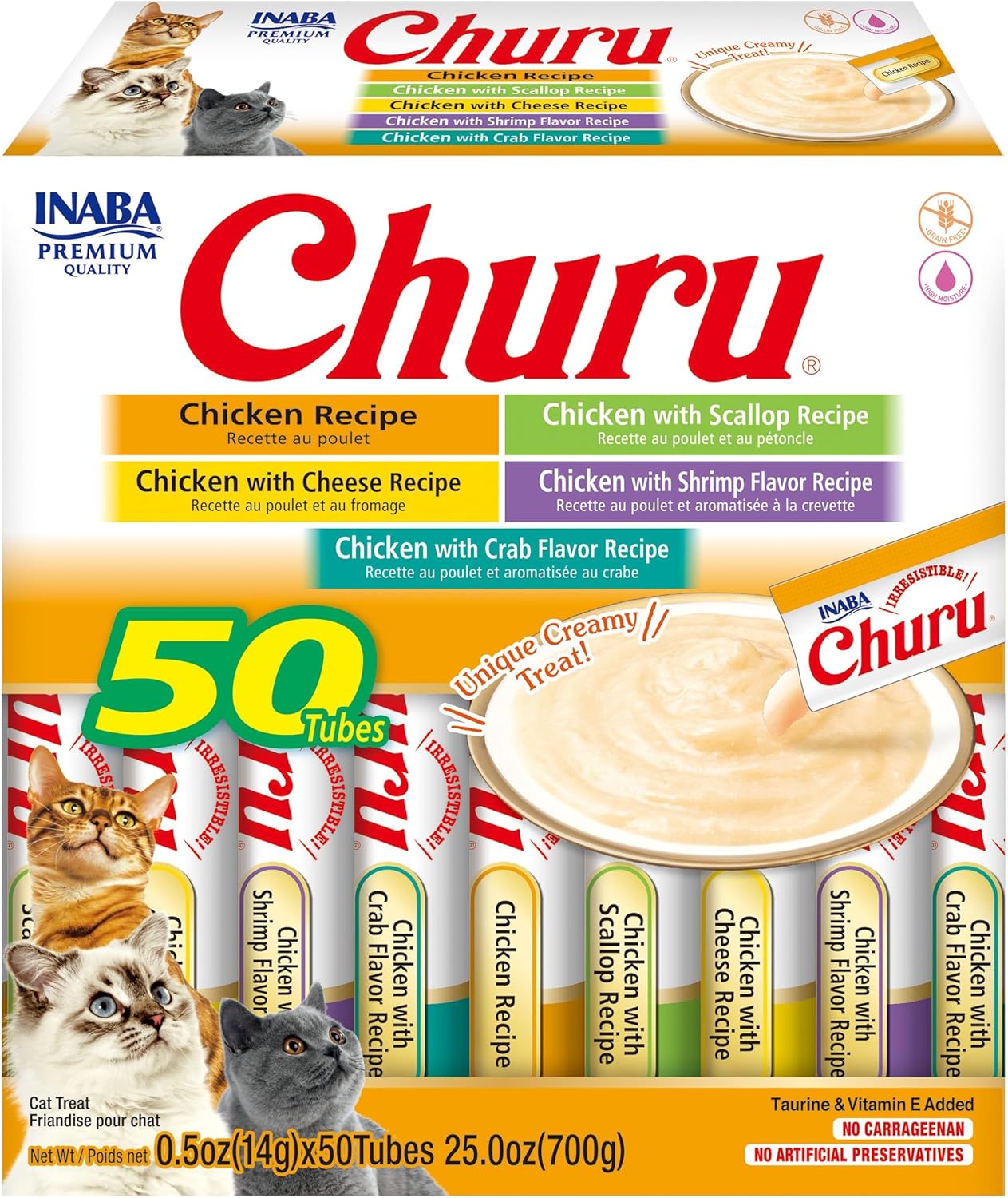 INABA CHURU PUREE Chicken Varieties (CAT TREAT) 50x14g BOX