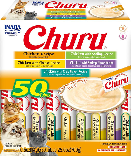 INABA CHURU PUREE Chicken Varieties (CAT TREAT) 50x14g BOX