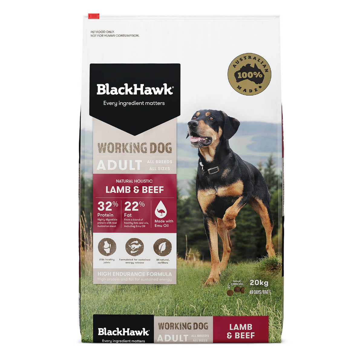 Black Hawk Working Dog Lamb & Beef 20kg