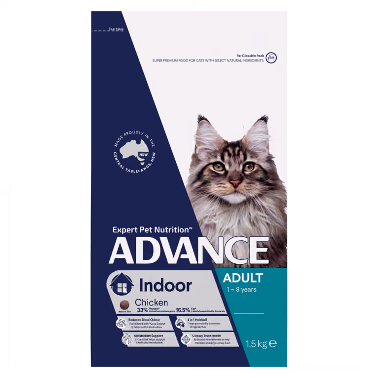 Advance Adult Indoor Chicken Dry Cat Food 1.5kg for indoor cats