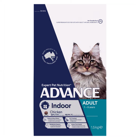 Advance Adult Indoor Chicken Dry Cat Food 1.5kg for indoor cats