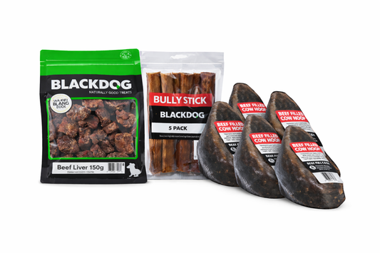 Blackdog Natural Dog Treat Bundle – Beef Liver, Bully Sticks & Filled Hooves