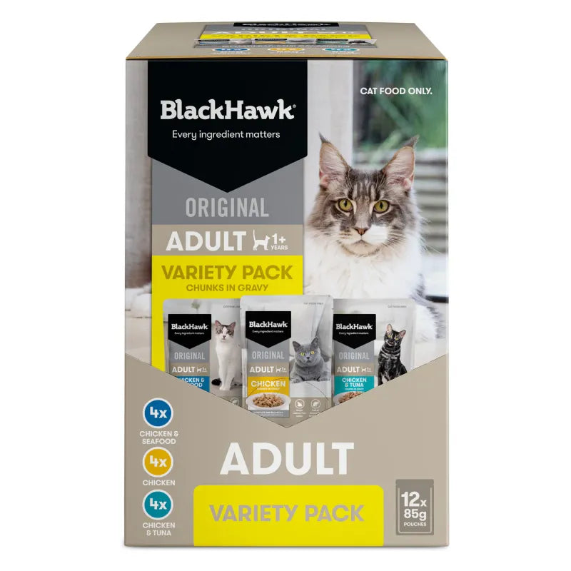 Black Hawk Variety Pack in Gravy Adult Cat Food 12 x 85g