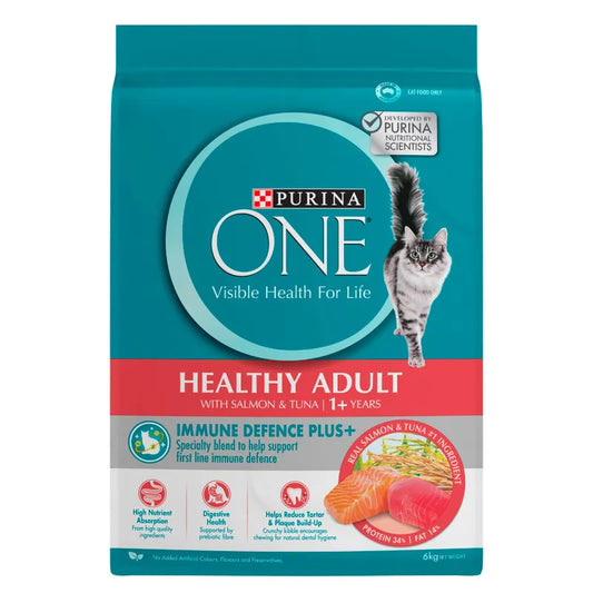 PURINA ONE CAT ADULT DRY HEALTHY SALMON & TUNA 6KG