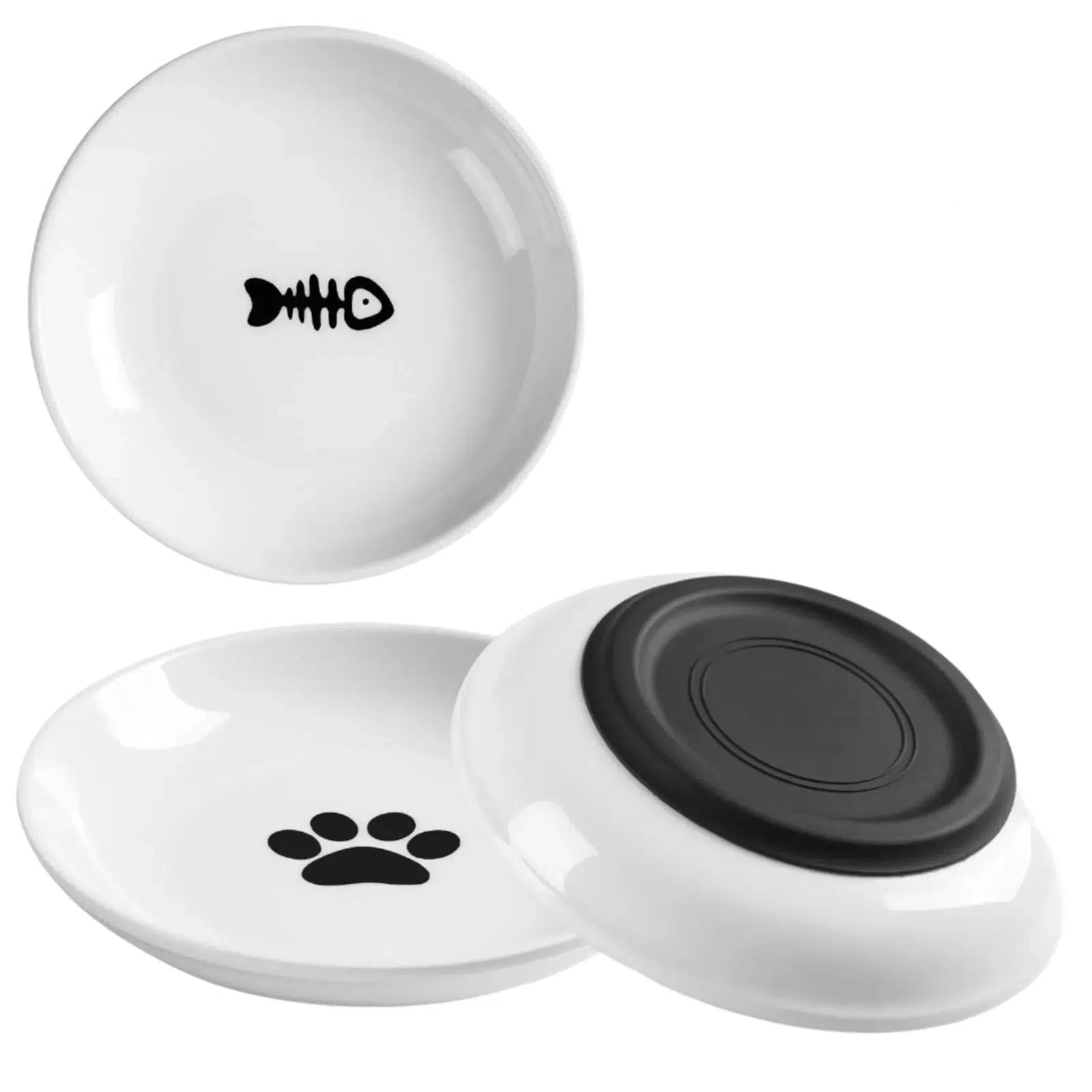 Cat Porcelain Treat Plate With Rubber Anti- Slip Backing
