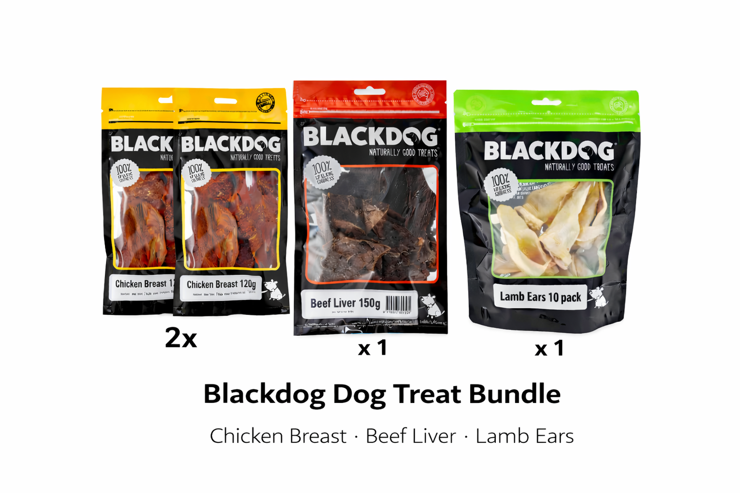 Blackdog Dog Value Treat Pack – Chicken Breast, Beef Liver & Lamb Ears