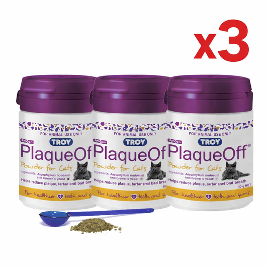 3 x Troy PlaqueOff Powder For Cats 40 g each