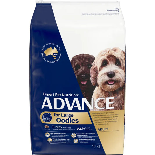 ADVANCE Oodles Large Breed Turkey with Rice Adult Dog Food 13kg Australian made