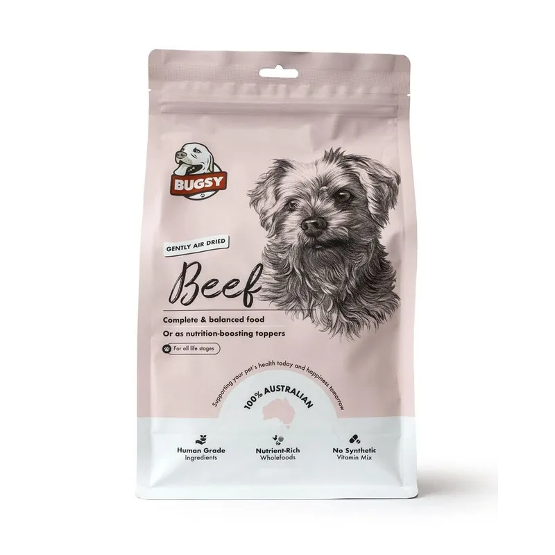 Bugsy's Gently Air Dried Beef Dog Food 3.5kg Australian made complete air dried dog food with human grade ingredients