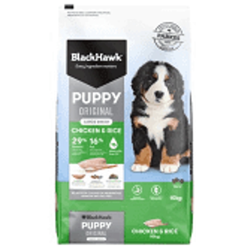 Black Hawk Puppy Large Breed Chicken & Rice 20kg premium Australian dry dog food for growing large breed puppies