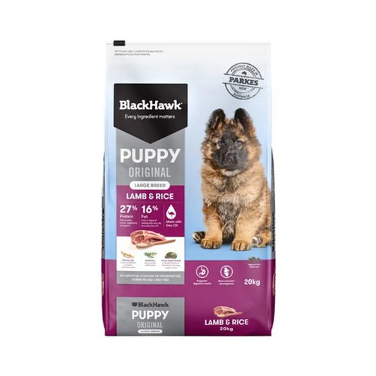 Black Hawk Puppy Large Breed Lamb & Rice 20kg premium Australian dry dog food for growing large breed puppies