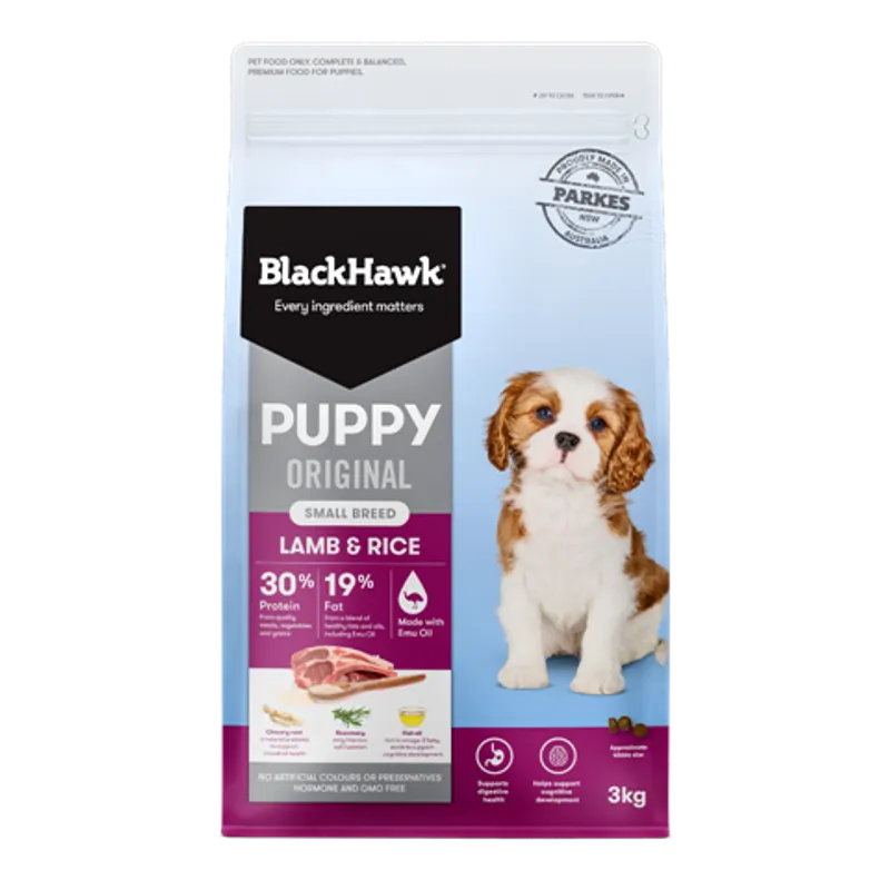 Black Hawk Puppy Small Breed Lamb & Rice 3kg premium Australian dry dog food for small breed puppies