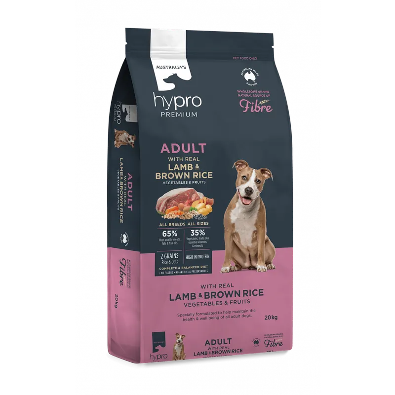 Hypro Premium Adult Lamb and Rice Dog Food 20kg Australian made premium dry dog food
