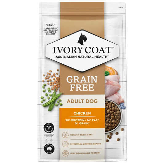 Ivory Coat Grain Free Adult Chicken and Coconut Oil Dog Food 13kg premium Australian dry dog food