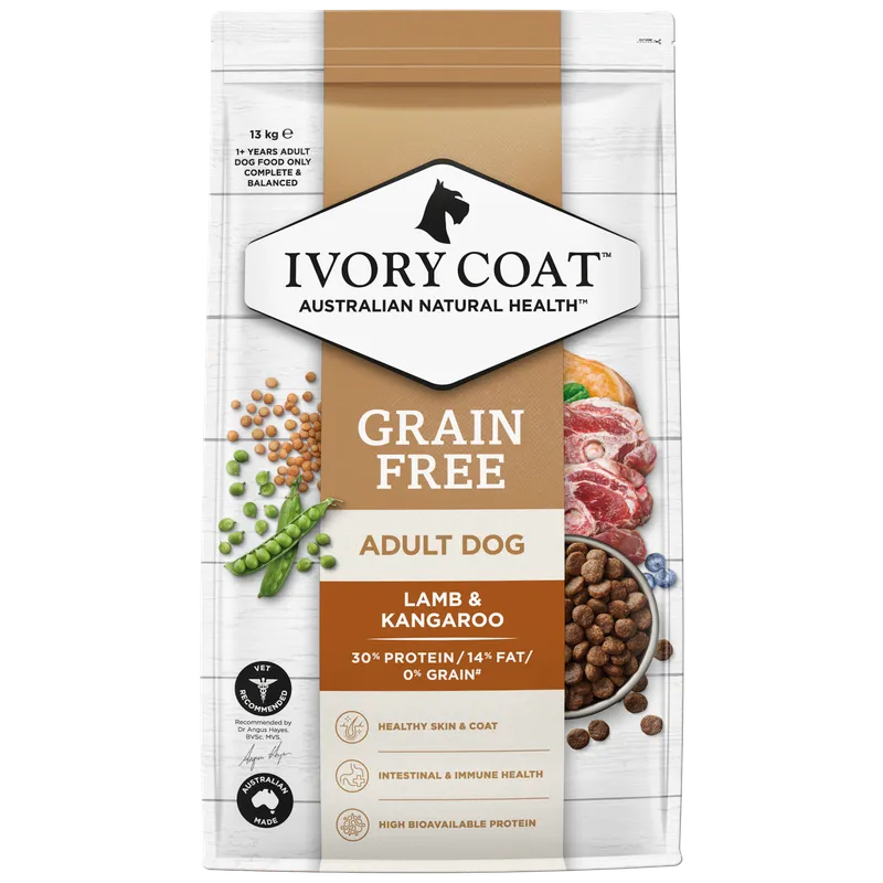 Ivory Coat Grain Free Adult Lamb and Kangaroo Dog Food 13kg premium Australian dry dog food