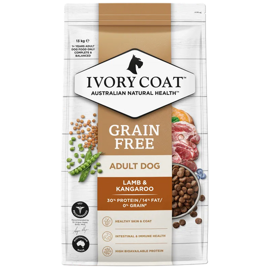 Ivory Coat Grain Free Adult Lamb and Kangaroo Dog Food 13kg premium Australian dry dog food