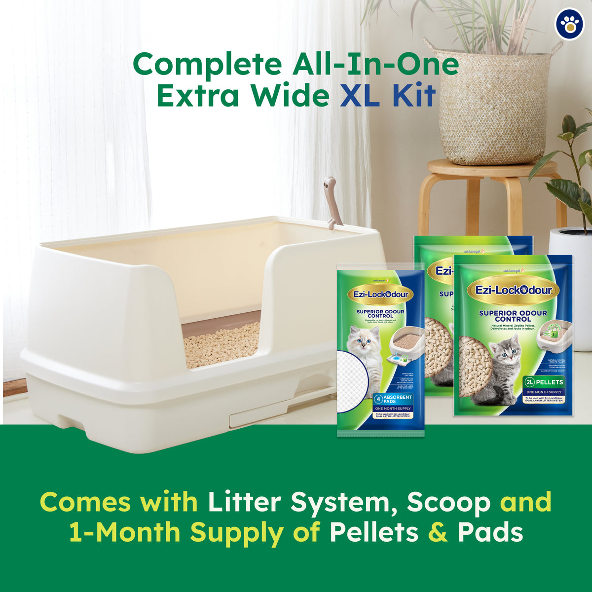 Ezi-LockOdour XL dual layer cat litter system packaging