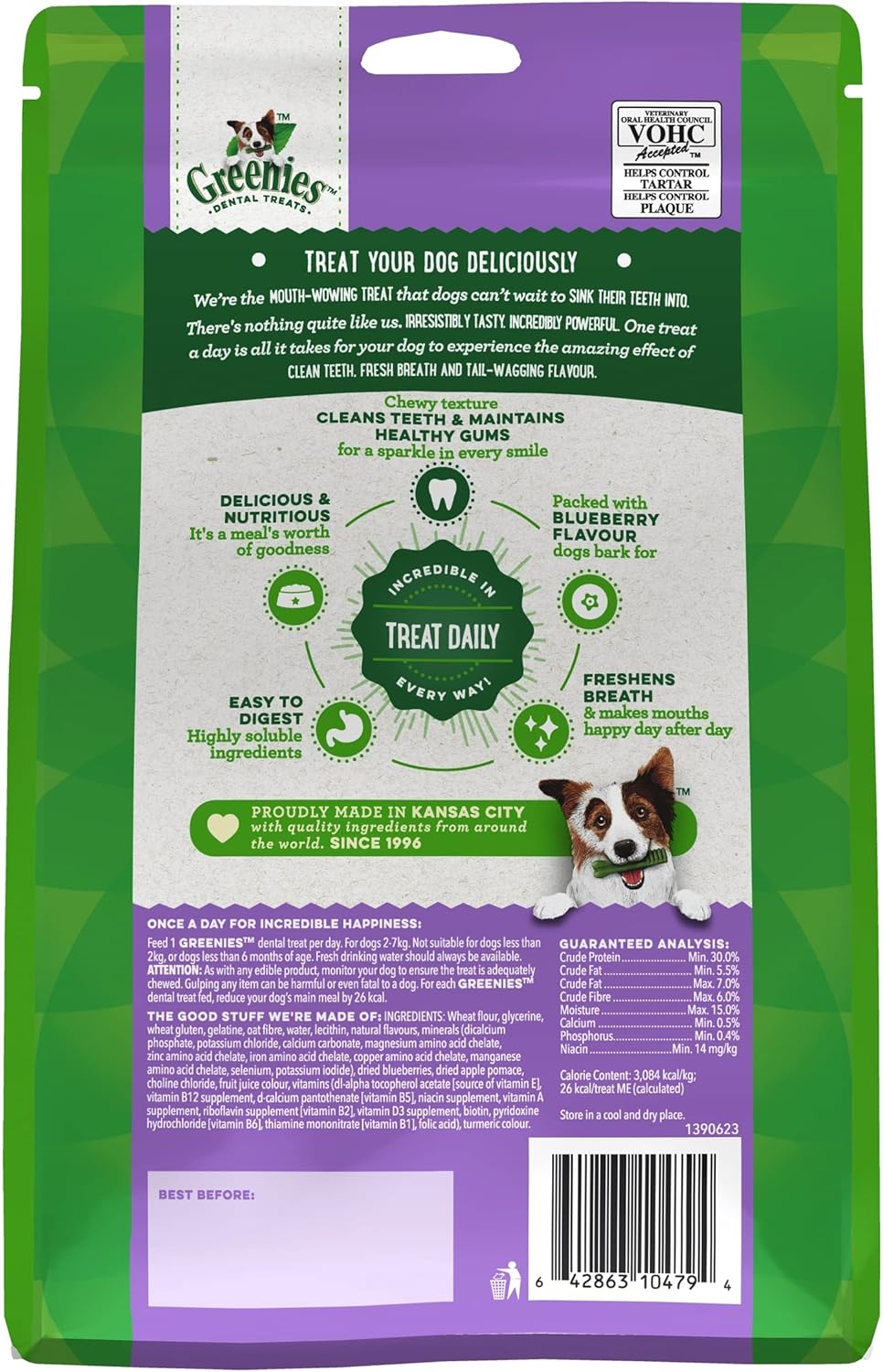 Greenies Dog Blueberry Treat Pack Teenie 340 g