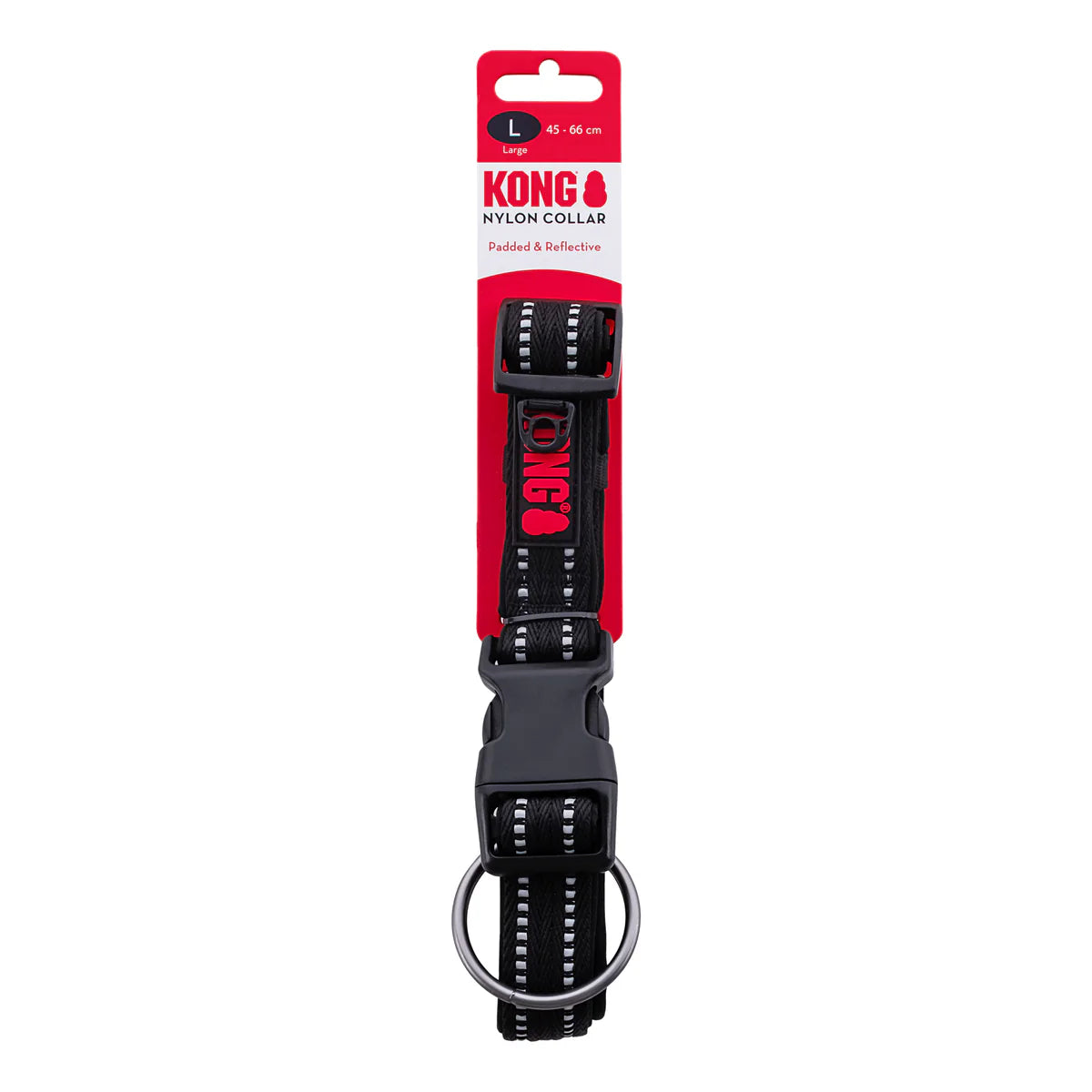 KONG Adjustable Padded Nylon Dog Collars for Dogs with Clasp Buckle Black