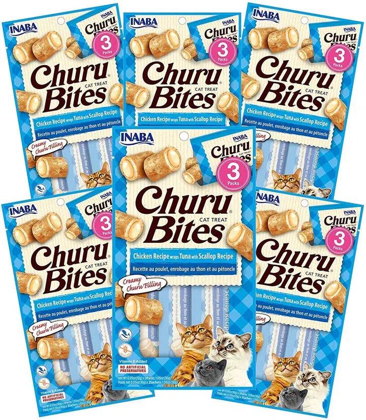 INABA CHURU BITES Chicken WRAPS Tuna Scallop (CAT TREAT) 6x30g