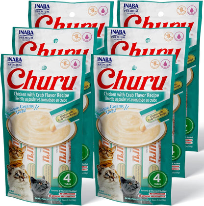 INABA CHURU PUREE Chicken with Crab (CAT TREAT) 6x56g