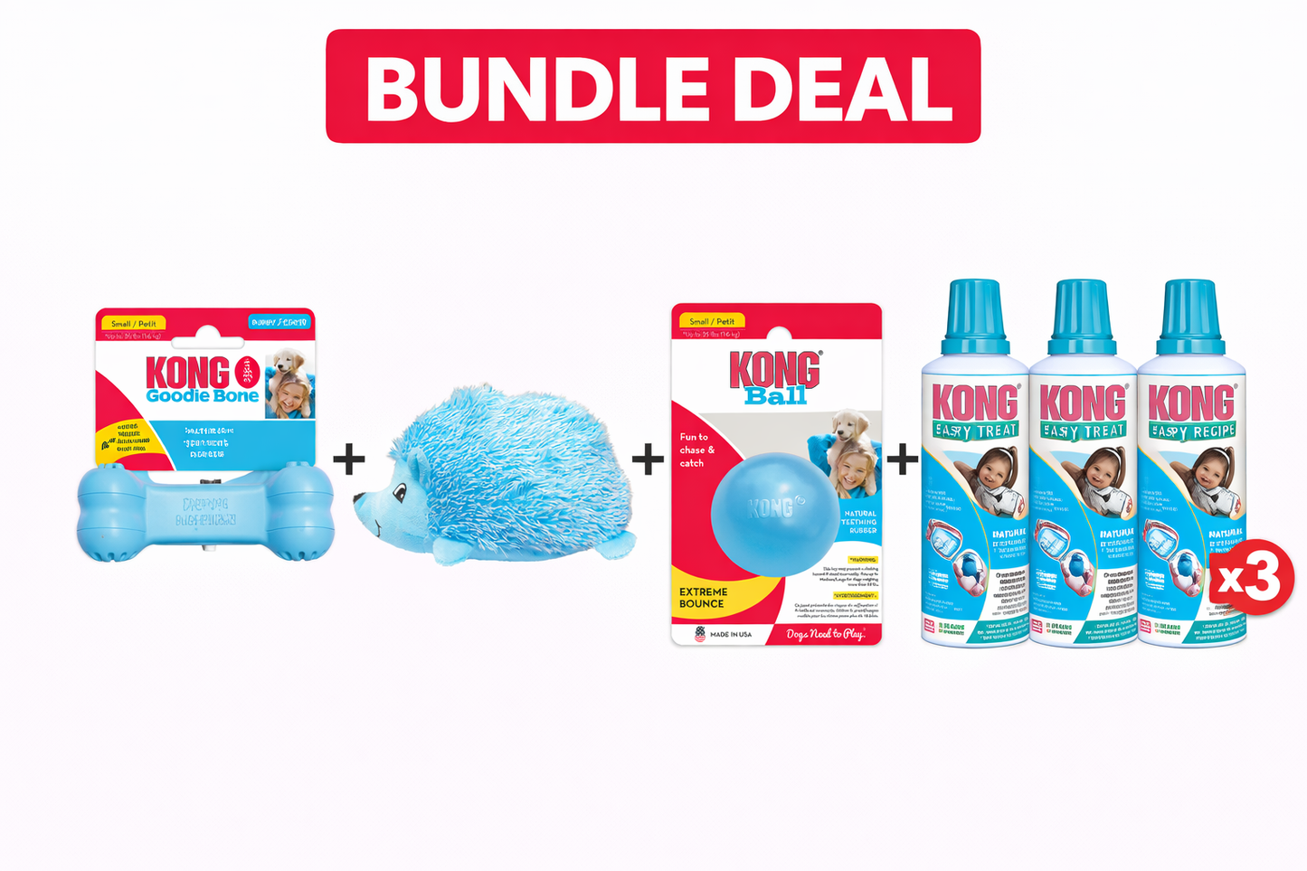 KONG Puppy Toy Bundle with Goodie Bone, Plush & Easy Treat (3 Pack)