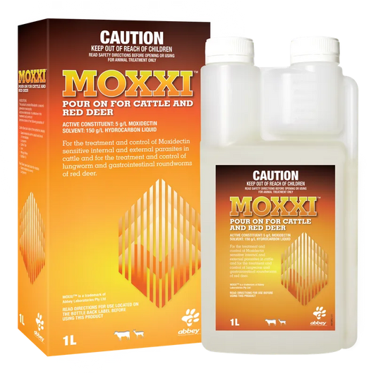 Moxxi Pour-On For Cattle and Red Deer 1L moxidectin livestock treatment Australia
