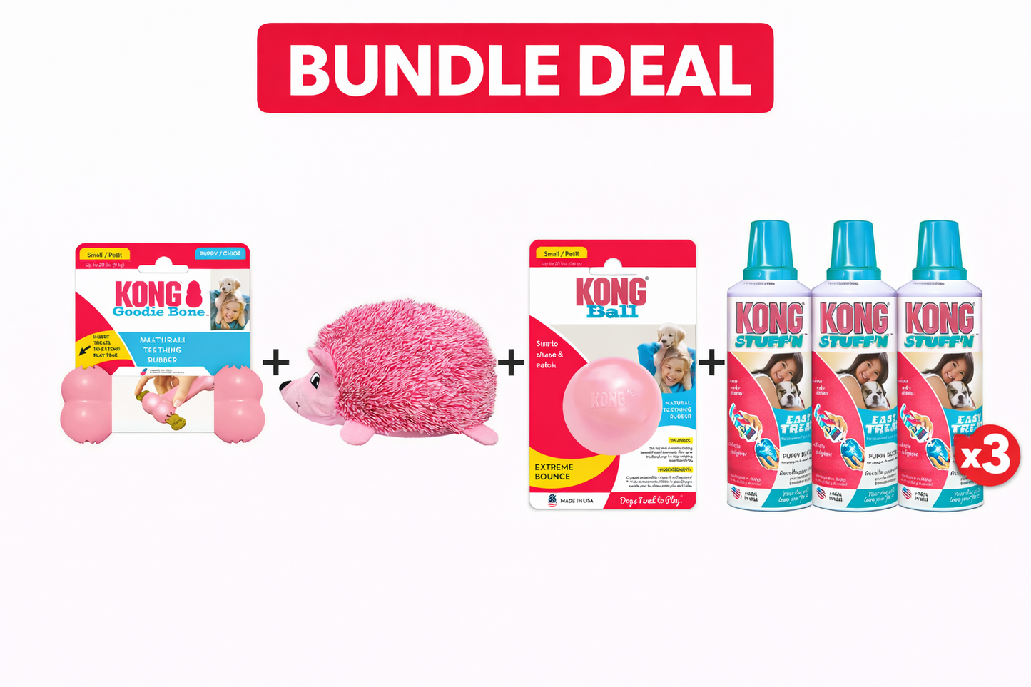 KONG Puppy Toy Bundle with Goodie Bone, Plush & Easy Treat (3 Pack)