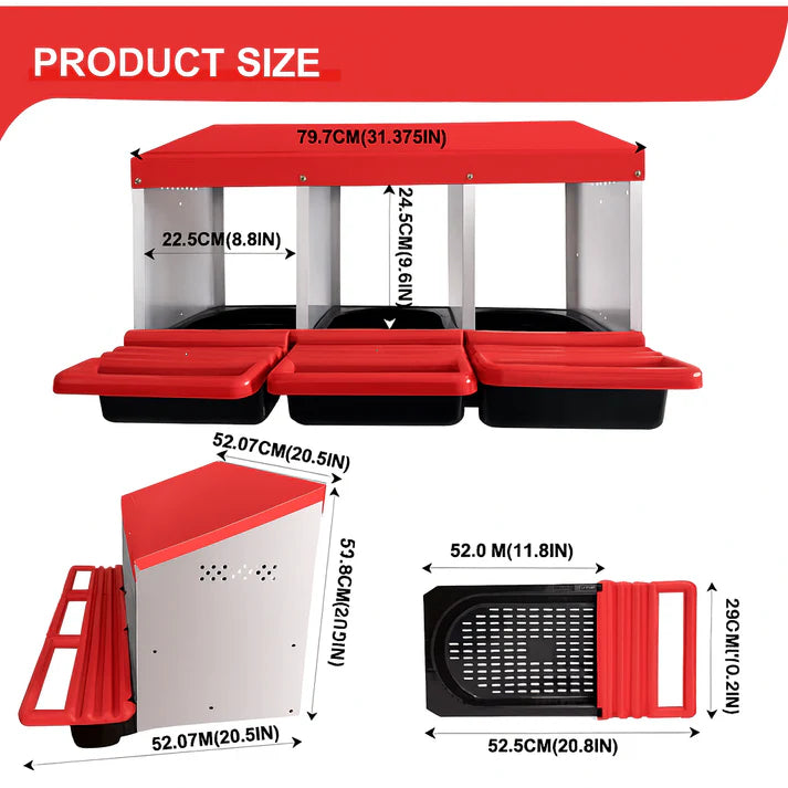 Chicken Rollaway Nesting Box – 3 Hole Automatic Nest Box for Hens & Poultry