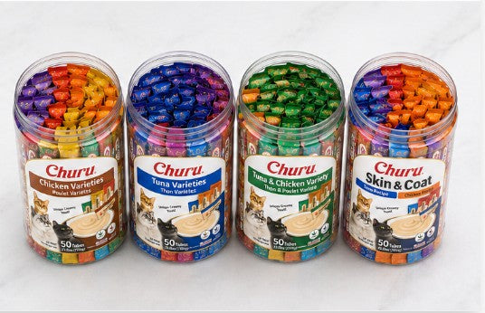 Inaba Churu 200 Tube Variety Bundle Cat Treats | 4 x 50 Tube Tubs