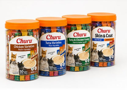 Inaba Churu 200 Tube Variety Bundle Cat Treats | 4 x 50 Tube Tubs