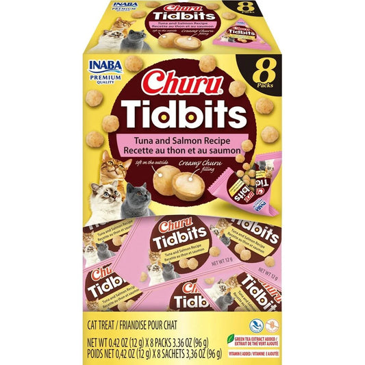 Inaba Churu Cat Tidbits Tuna and Salmon Cat Treats 96g